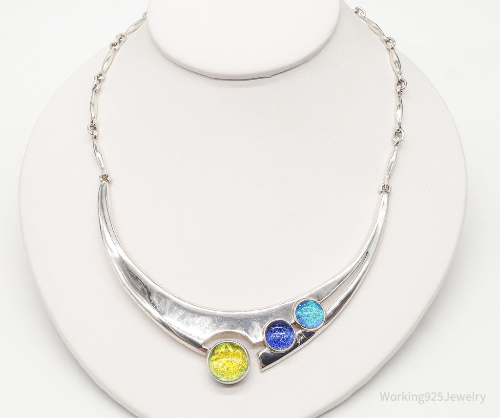 Designer Sheri Liebert Dichroic Glass Modernist Sterling Silver Necklace | Jewelry > Necklaces > Pendants | Wiccan Center
