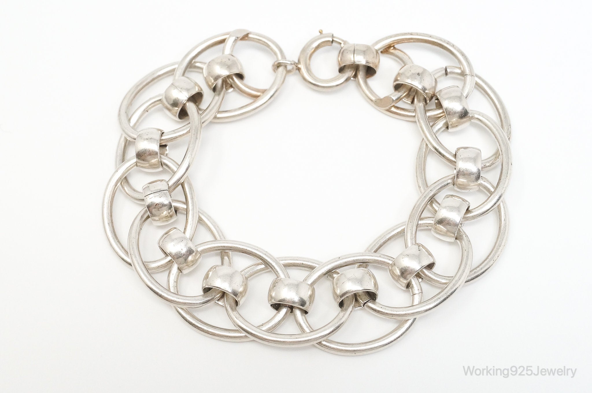 Vintage Designer Napier Modernist Circles Linked Sterling Silver Bracelet | Jewelry > Bracelets | Wiccan Center