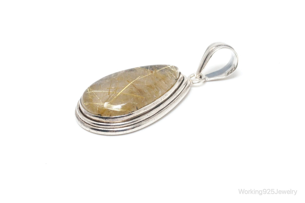 Vintage Rutilated Quartz Sterling Silver Southwestern Necklace Pendant | Jewelry > Necklaces > Pendants | Wiccan Center