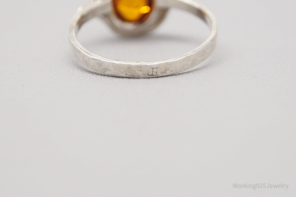 Vintage Amber Modernist Sterling Silver Ring - Size 4.75 | Jewelry > Rings | Wiccan Center