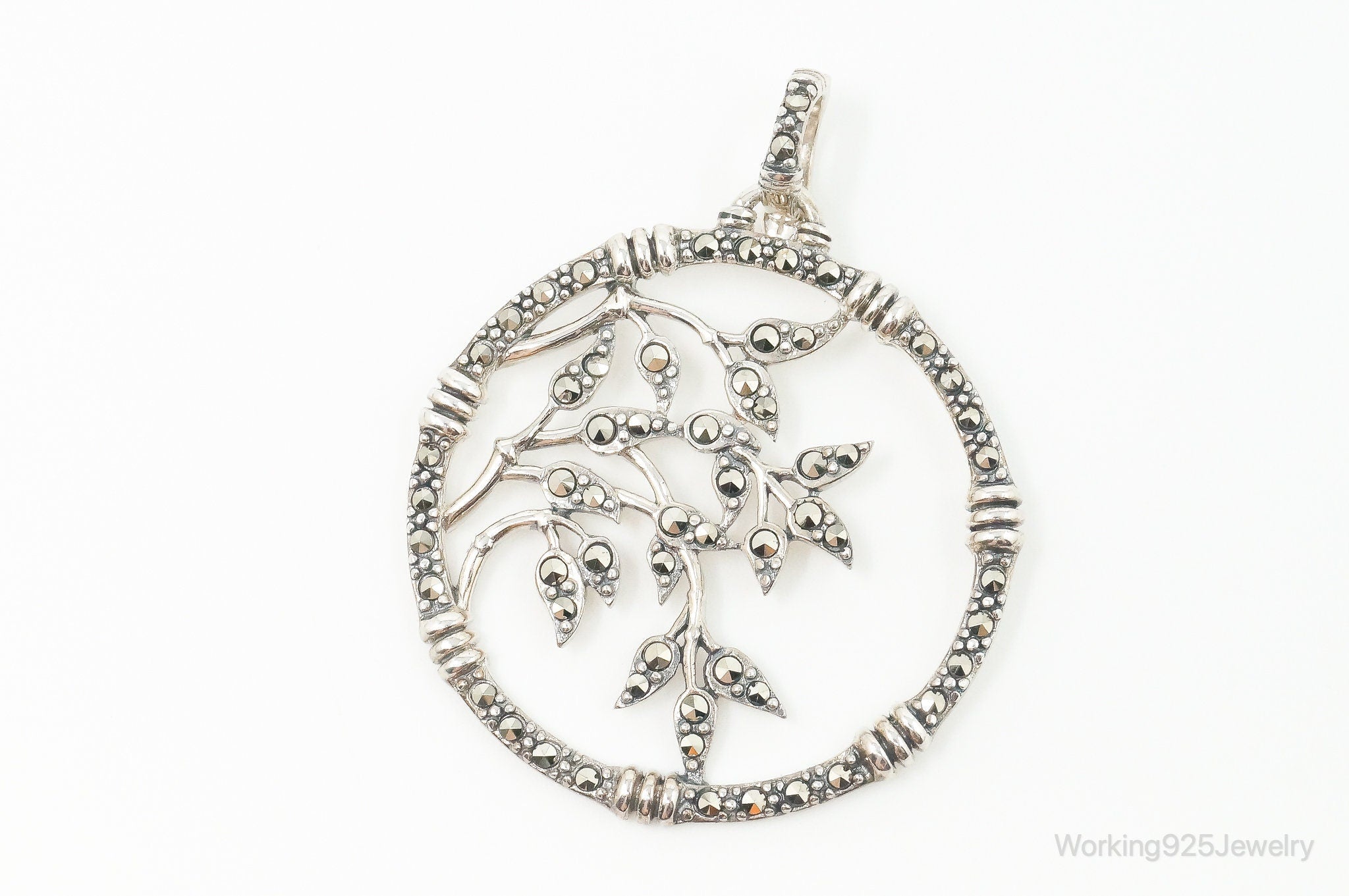 Vintage Large Marcasite Tree Limbs Sterling Silver Necklace Pendant | Jewelry > Necklaces > Pendants | Wiccan Center