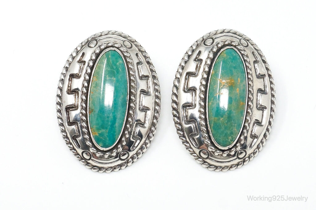 Large Western Designer Carolyn Pollack Relios Turquoise Sterling Silver Earrings | Jewelry > Earrings | Wiccan Center