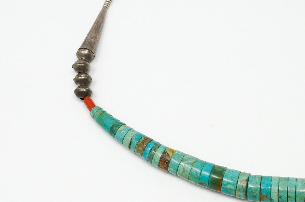 Vintage Native American Turquoise Disc Beads Sterling Silver Necklace | Jewelry > Necklaces > Pendants | Wiccan Center