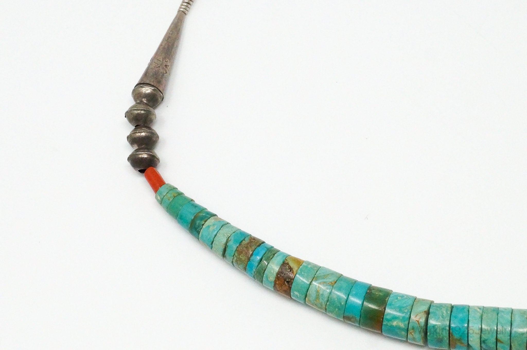 Vintage Native American Turquoise Disc Beads Sterling Silver Necklace | Jewelry > Necklaces > Pendants | Wiccan Center