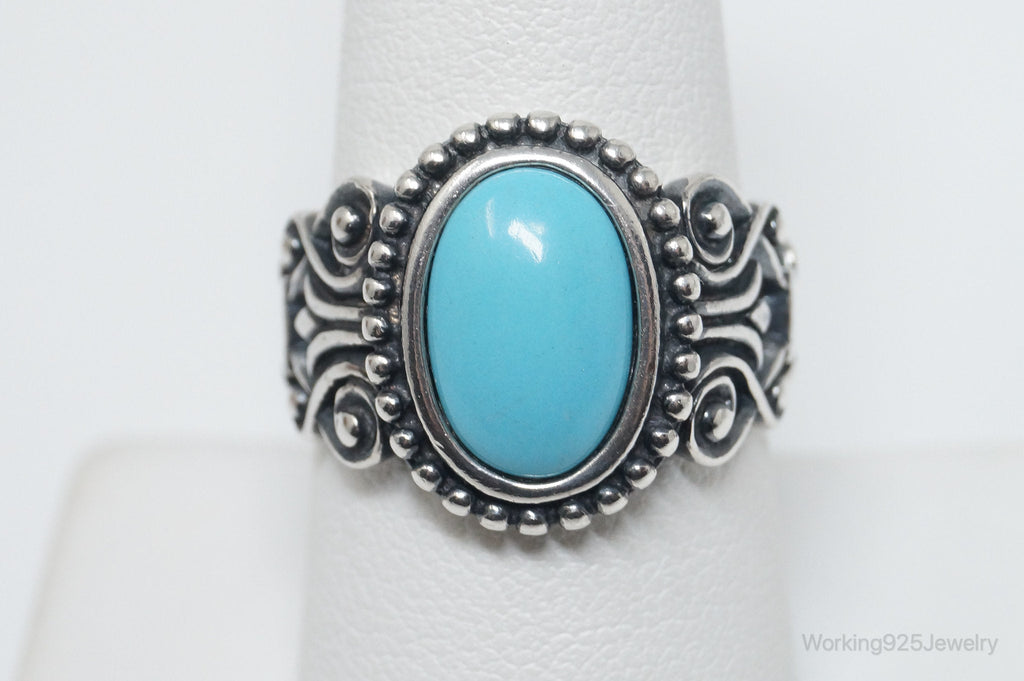 Vintage Designer Avon Turquoise Scroll Sterling Silver Ring - Size 8 | Jewelry > Rings | Wiccan Center