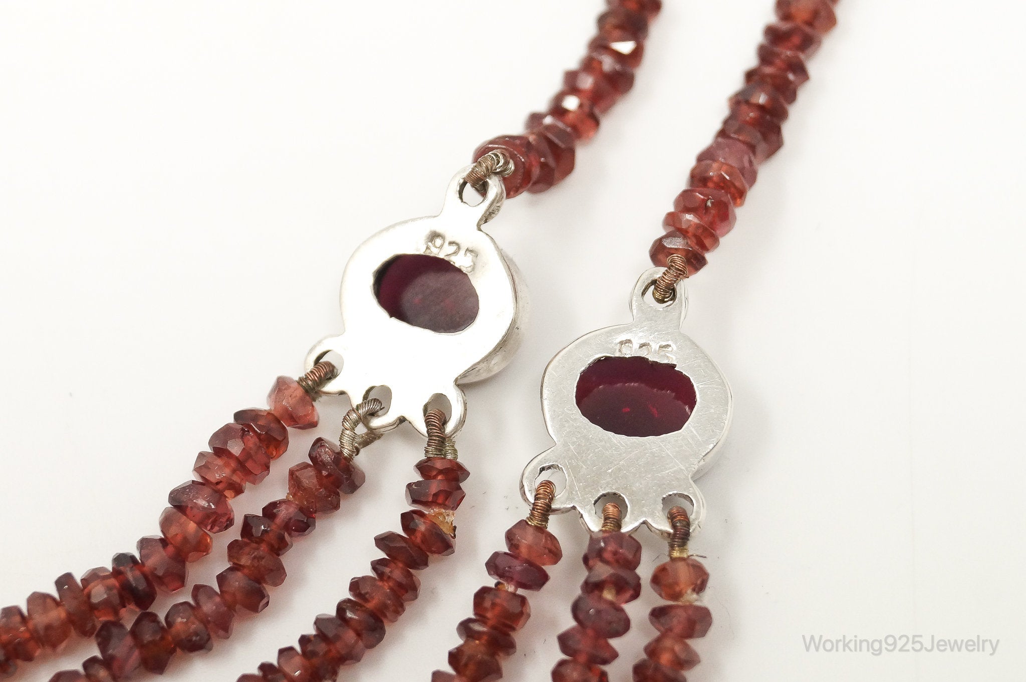 Vintage Garnet Bali Style Bead Strand Sterling Silver Necklace | Jewelry > Necklaces > Pendants | Wiccan Center