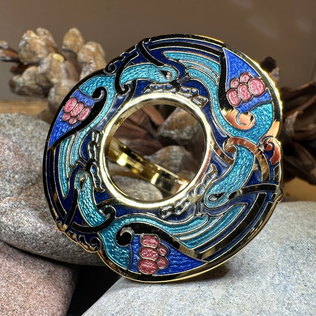 Enamel Celtic Birds Scarf Ring | Scarf Ring | Wiccan Center