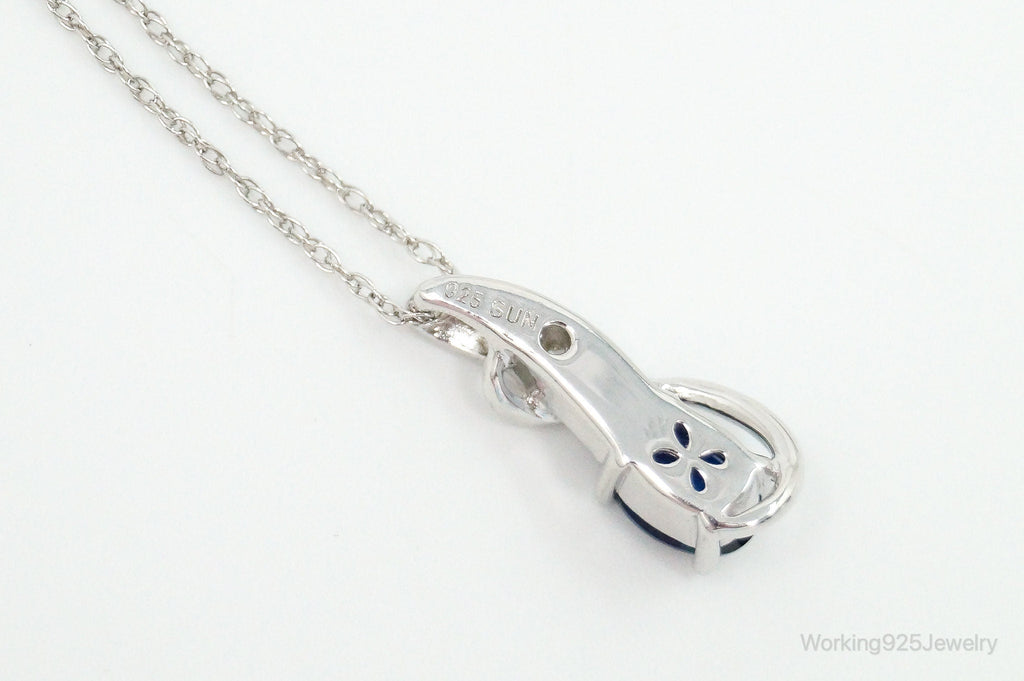 Designer SUN Lab Sapphire Cubic Zirconia Sterling Silver Necklace | Jewelry > Necklaces > Pendants | Wiccan Center