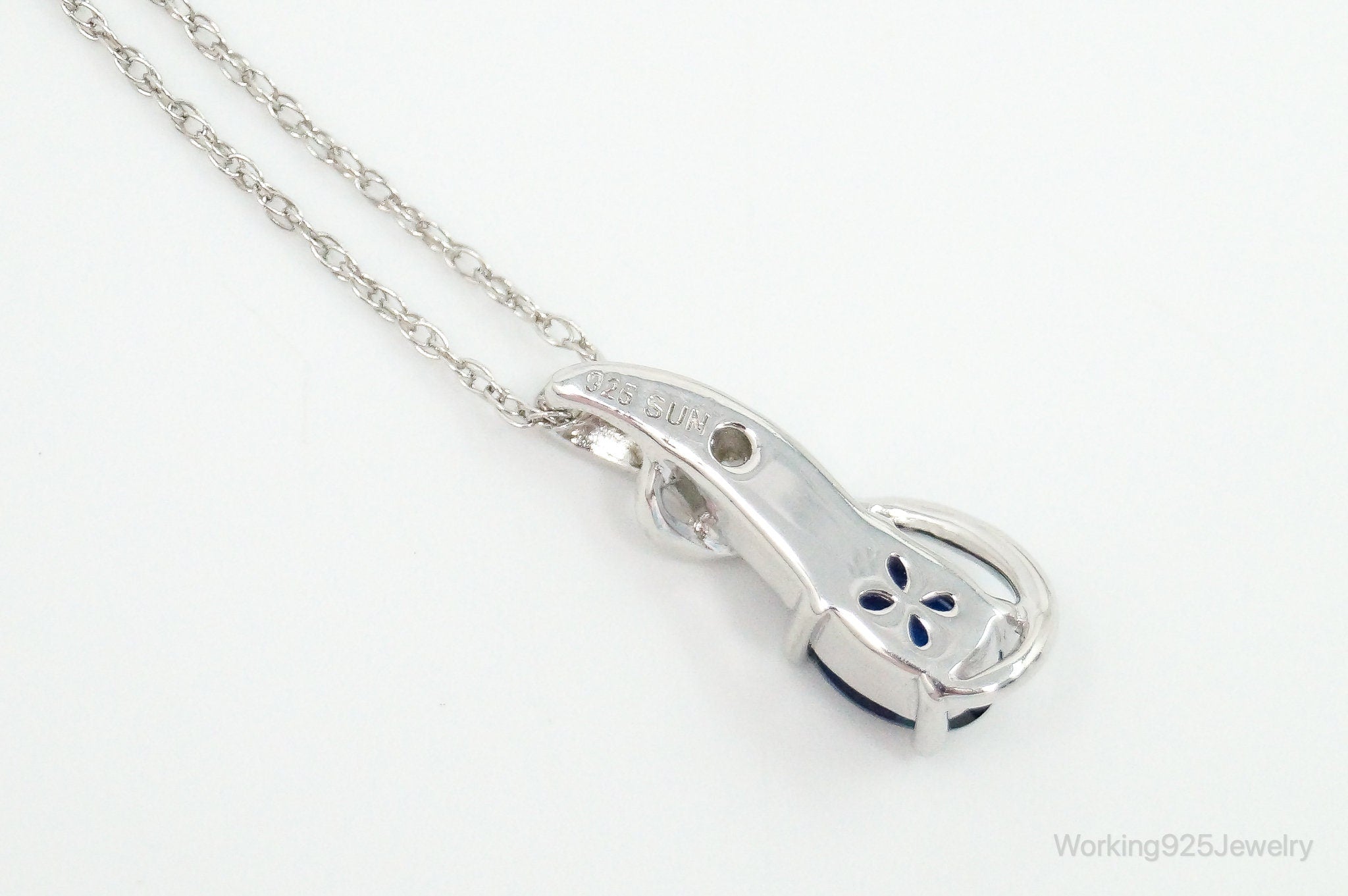 Designer SUN Lab Sapphire Cubic Zirconia Sterling Silver Necklace | Jewelry > Necklaces > Pendants | Wiccan Center