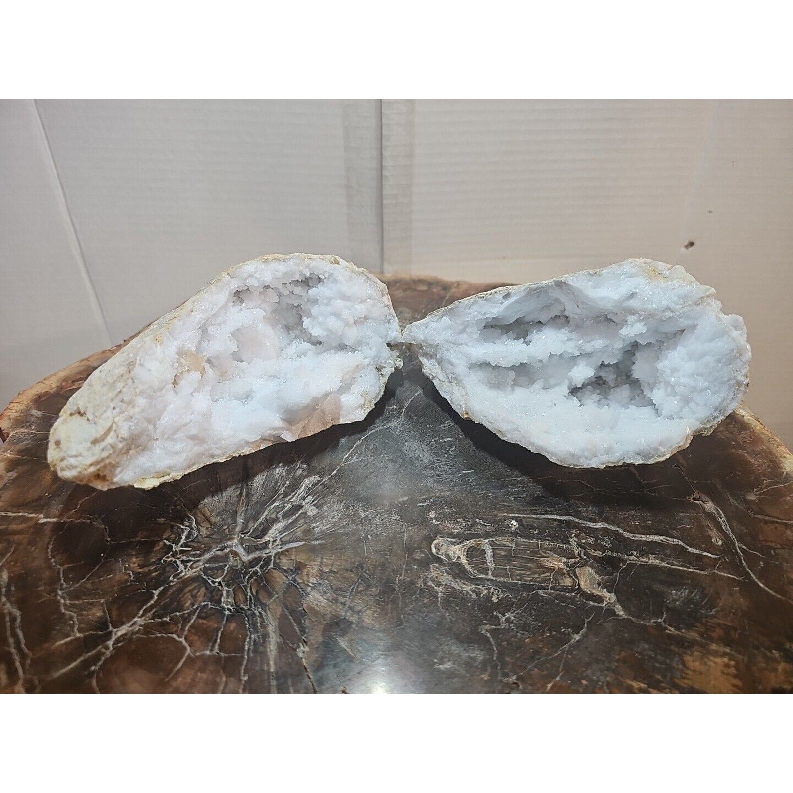Moroccan Quartz Geode Pair with Display Stands — 3.88 lbs | CrystalCloud Company | Geodes & Clusters | Wiccan Center