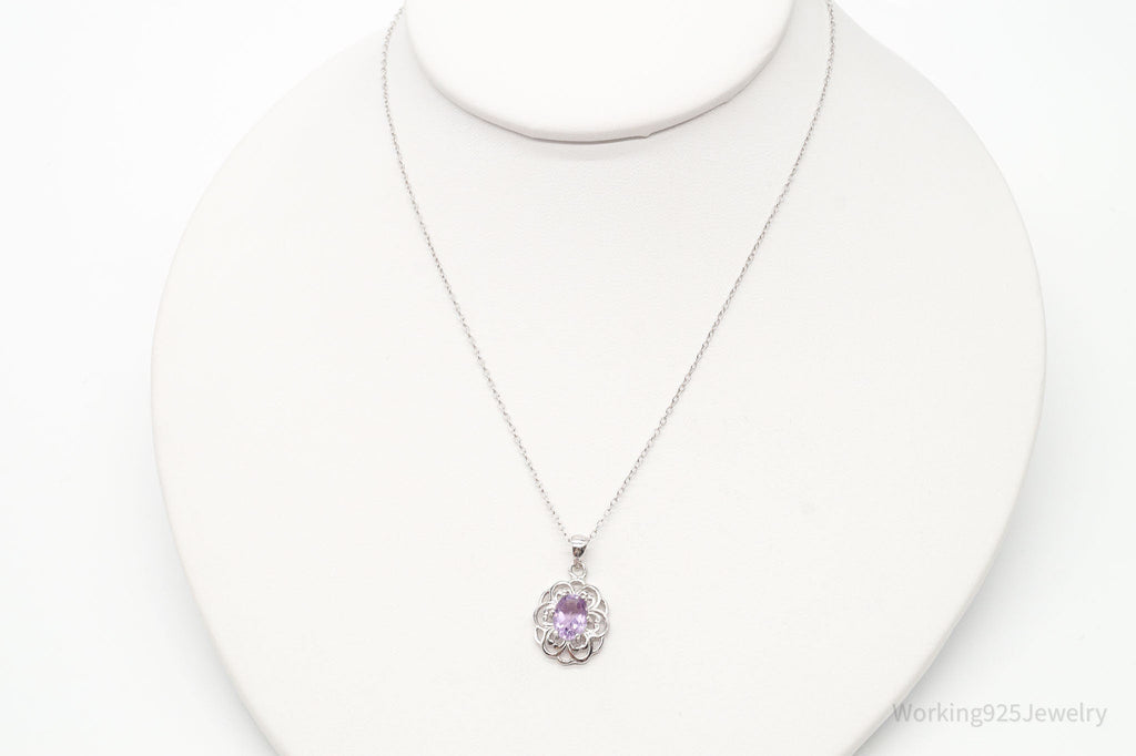 Vintage FAS Amethyst Flower Sterling Silver Chain Necklace | Jewelry > Necklaces > Pendants | Wiccan Center