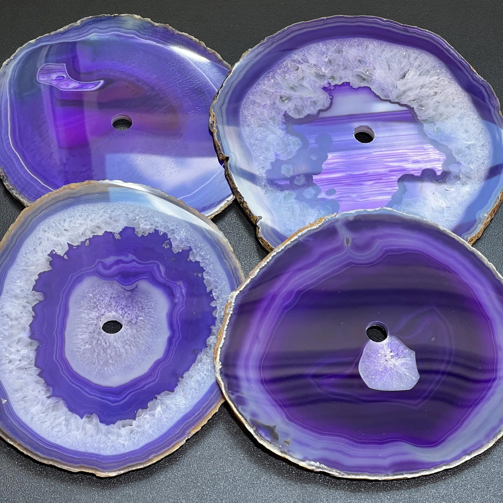 Large Purple Color Agate Slice Clock Faces (5.5 to 6 Inches)(1 CM Drilled Hole) | Home & Living > Home Decor > Home Accents > Rocks & Geodes | Wiccan Center
