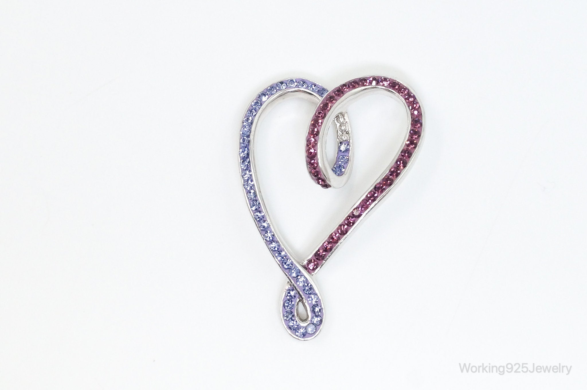 Vintage Large Pink & Purple Cubic Zirconia Sterling Silver Necklace Pendant | Jewelry > Necklaces > Pendants | Wiccan Center