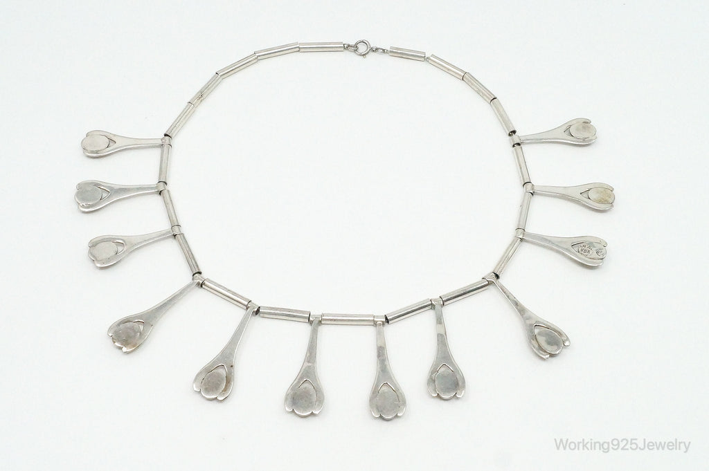 Vintage Taxco Mexico Designer VSA Tigers Eye Modernist Sterling Silver Necklace | Jewelry > Necklaces > Pendants | Wiccan Center