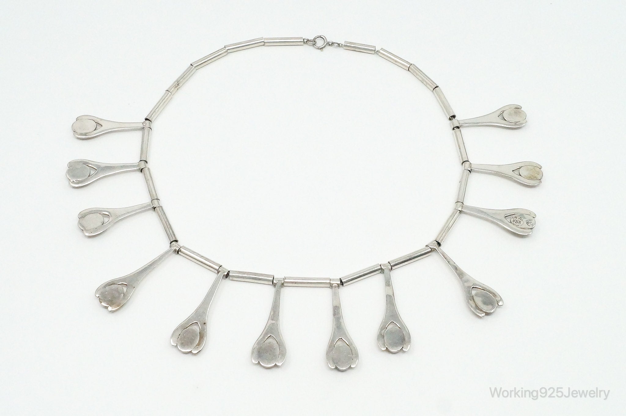 Vintage Taxco Mexico Designer VSA Tigers Eye Modernist Sterling Silver Necklace | Jewelry > Necklaces > Pendants | Wiccan Center