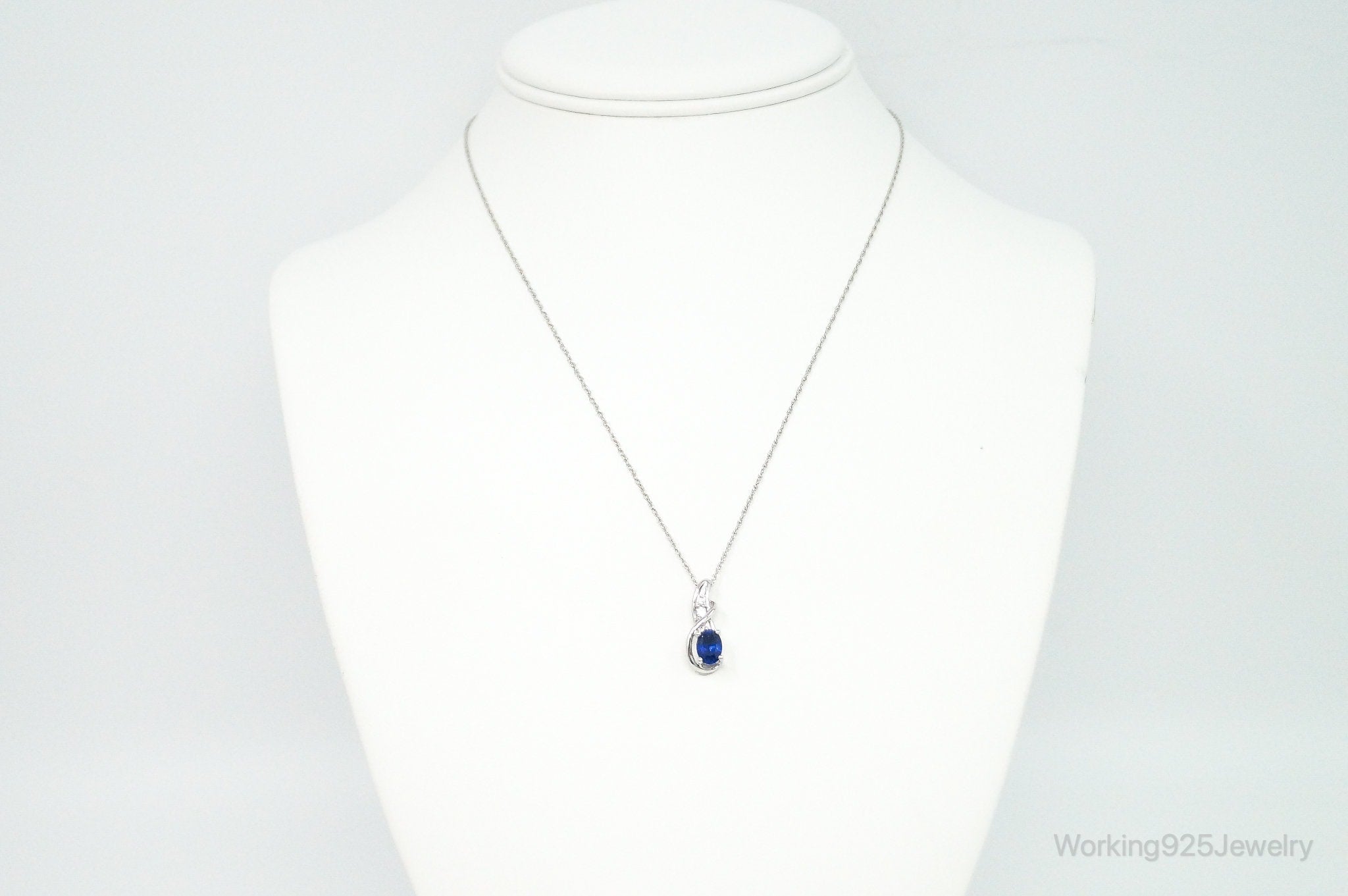 Designer SUN Lab Sapphire Cubic Zirconia Sterling Silver Necklace | Jewelry > Necklaces > Pendants | Wiccan Center
