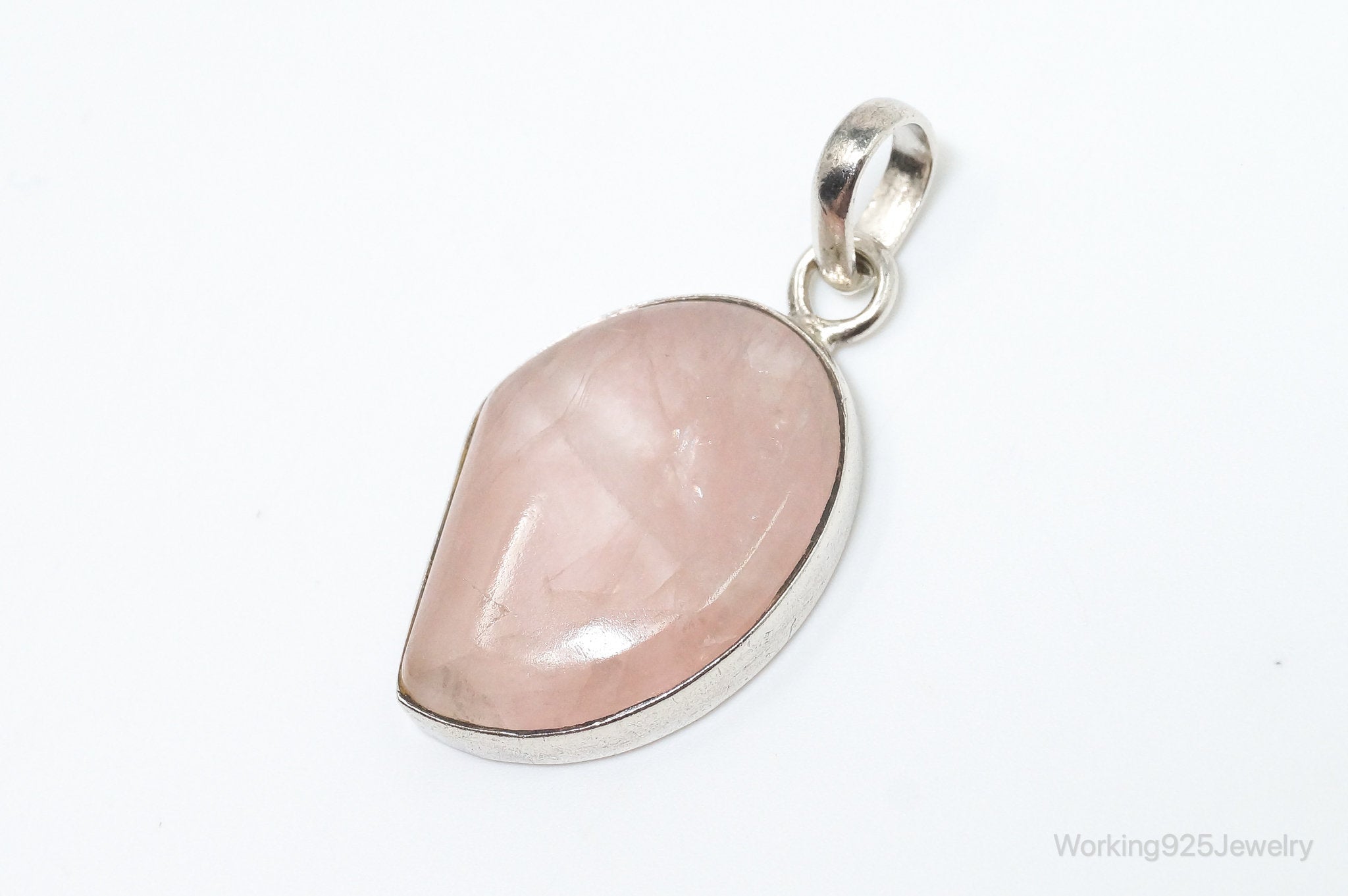 Large Vintage Rose Quartz Sterling Silver Necklace Pendant | Jewelry > Necklaces > Pendants | Wiccan Center