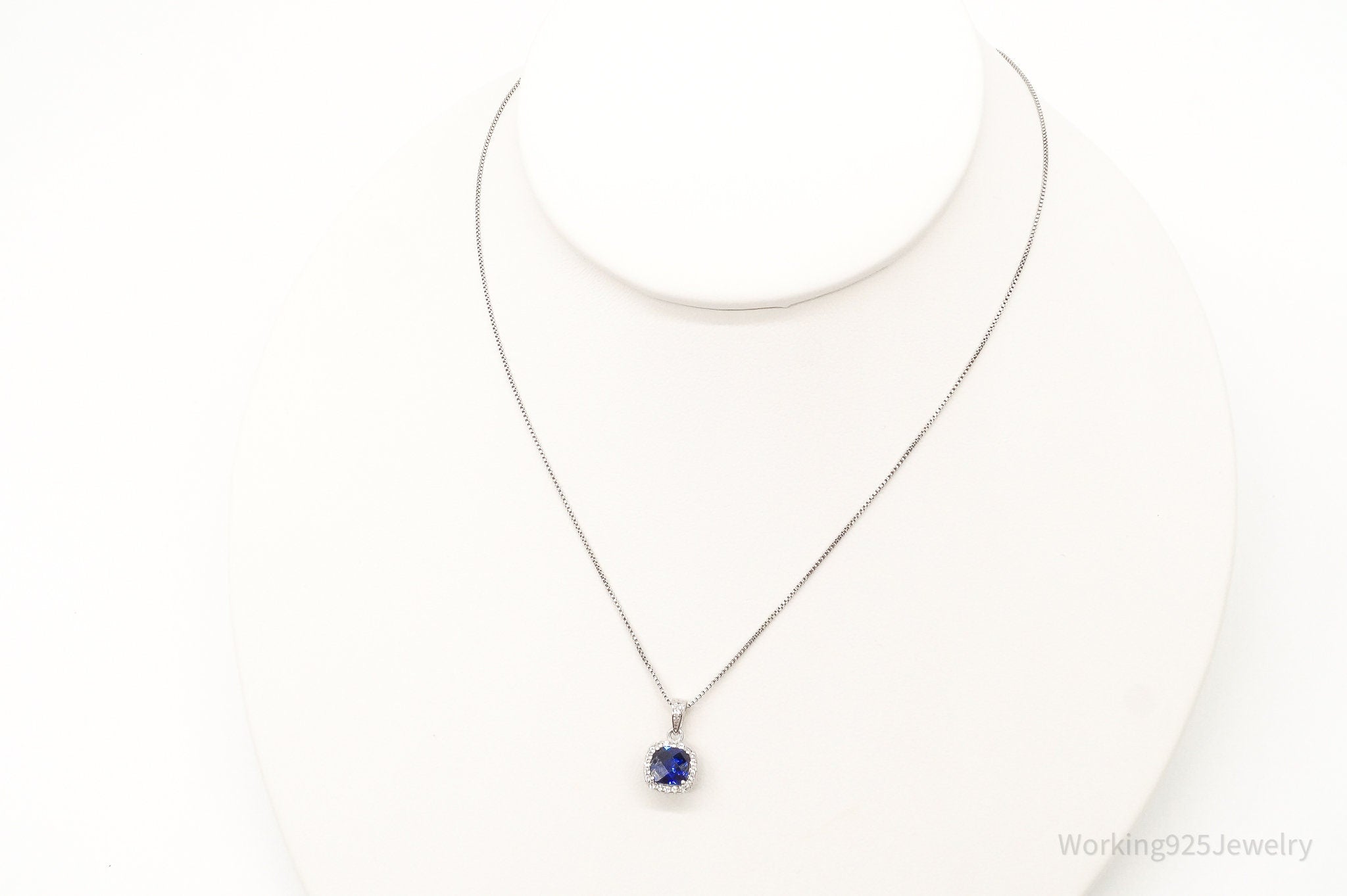 Blue Lab Sapphire Cubic Zirconia Sterling Silver Necklace | Jewelry > Necklaces > Pendants | Wiccan Center