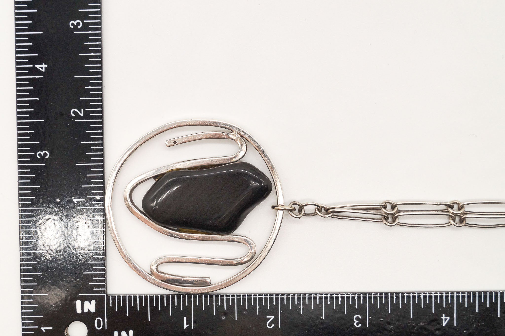 Vintage Black Onyx Modernist Silver Chain Necklace | Jewelry > Necklaces > Pendants | Wiccan Center
