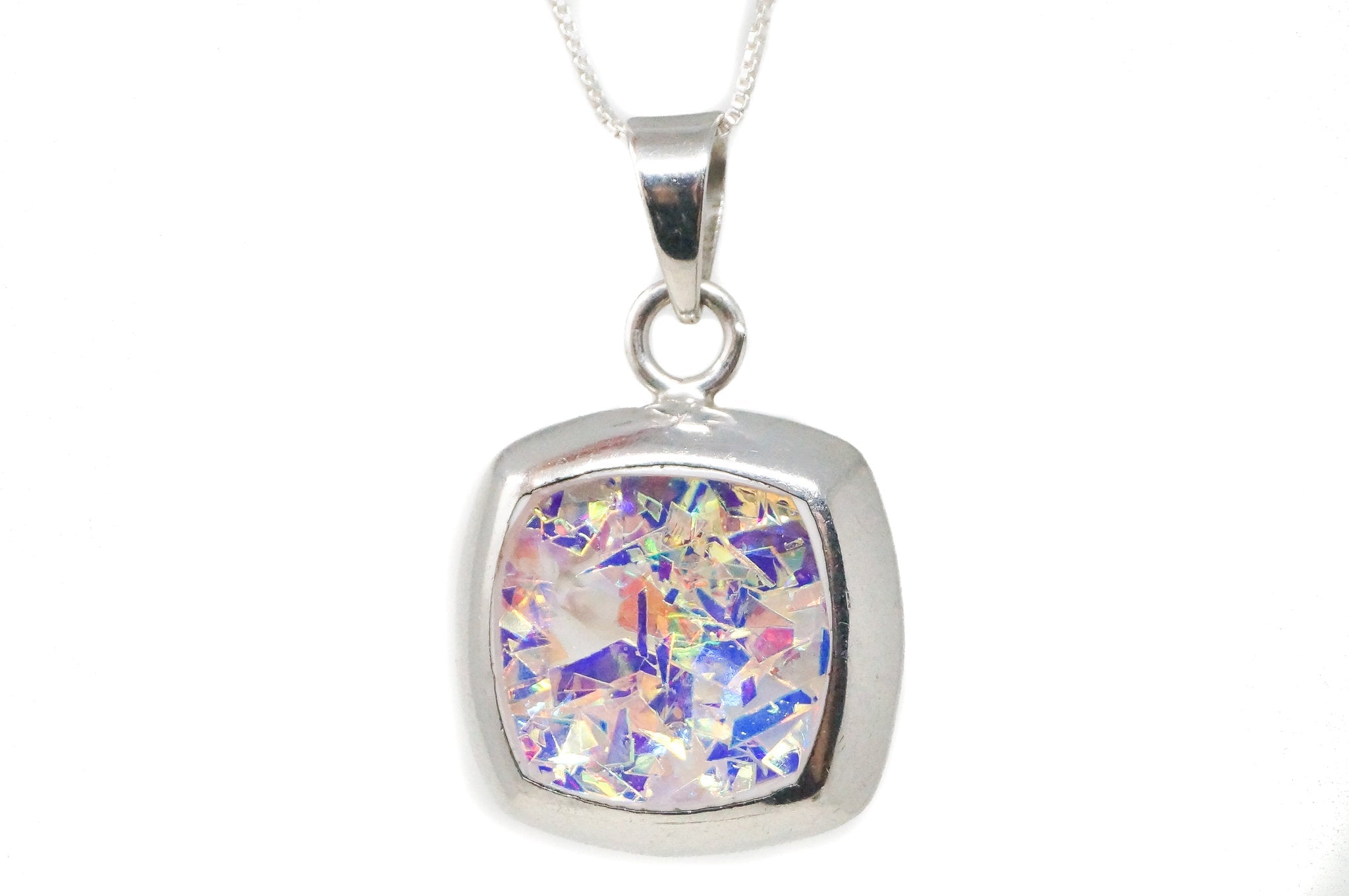 Vintage Mexico Art Deco Rainbow Foil Sterling Silver Necklace Pendant | Jewelry > Necklaces > Pendants | Wiccan Center