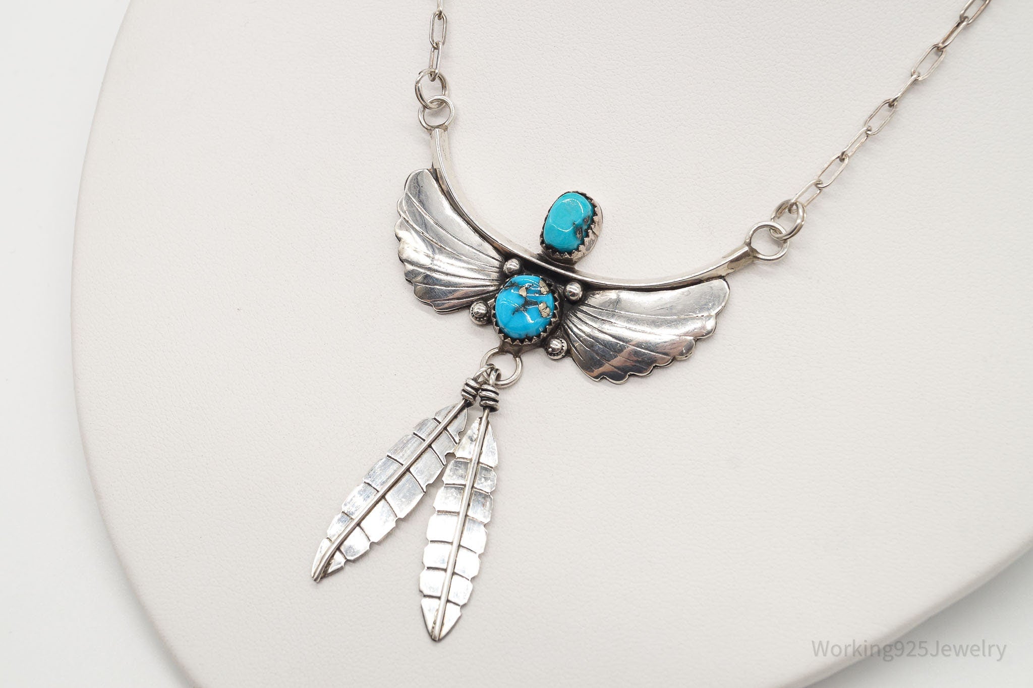 Vintage Native American LG Turquoise Sterling Silver Necklace | Jewelry > Necklaces > Pendants | Wiccan Center