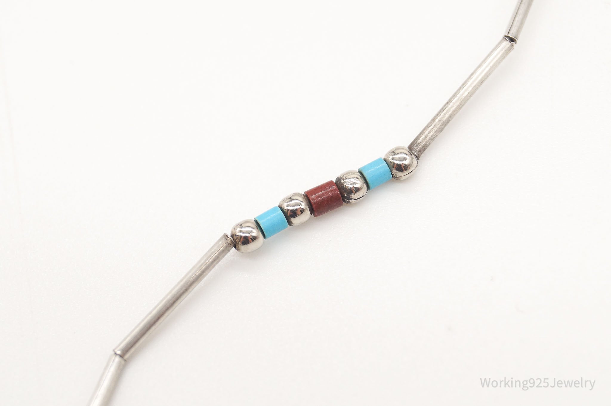 Vintage Native American Coral Turquoise Bead Silver Necklace | Jewelry > Necklaces | Wiccan Center