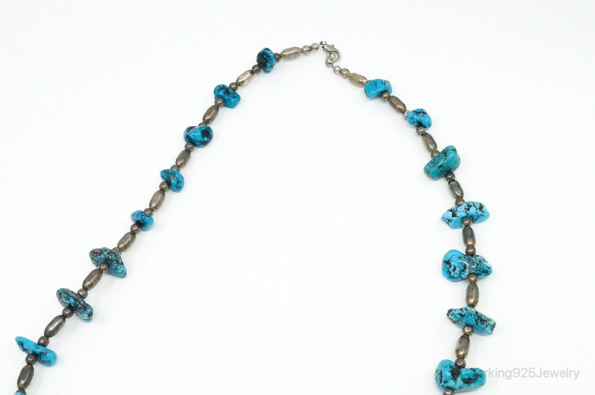 Vintage Native American Turquoise Beaded Sterling Silver Necklace | Jewelry > Necklaces > Pendants | Wiccan Center