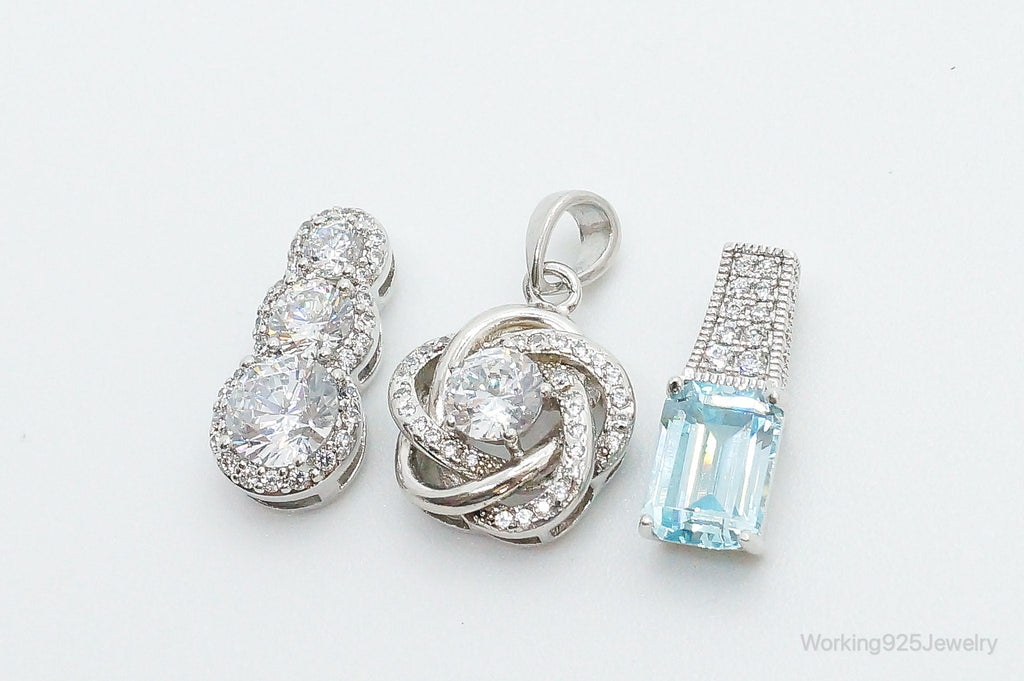 Vintage Blue Topaz & Cubic Zirconia Sterling Silver Necklace Pendants | Jewelry > Necklaces > Pendants | Wiccan Center
