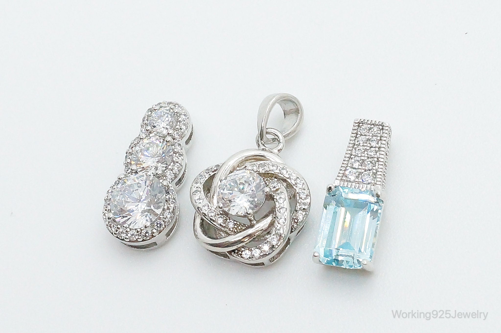 Vintage Blue Topaz & Cubic Zirconia Sterling Silver Necklace Pendants | Jewelry > Necklaces > Pendants | Wiccan Center