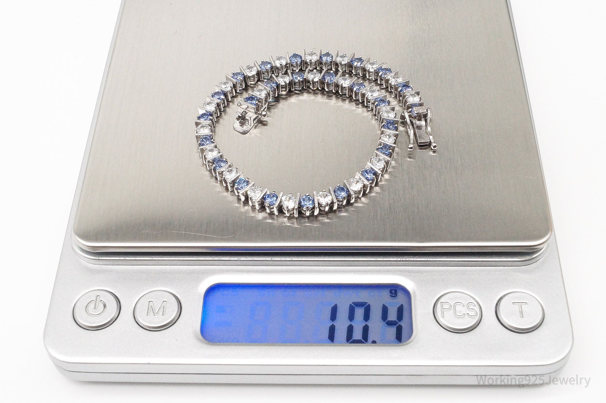 Vintage FAS Blue & White Cubic Zirconia Sterling Silver Bracelet | Jewelry > Bracelets | Wiccan Center