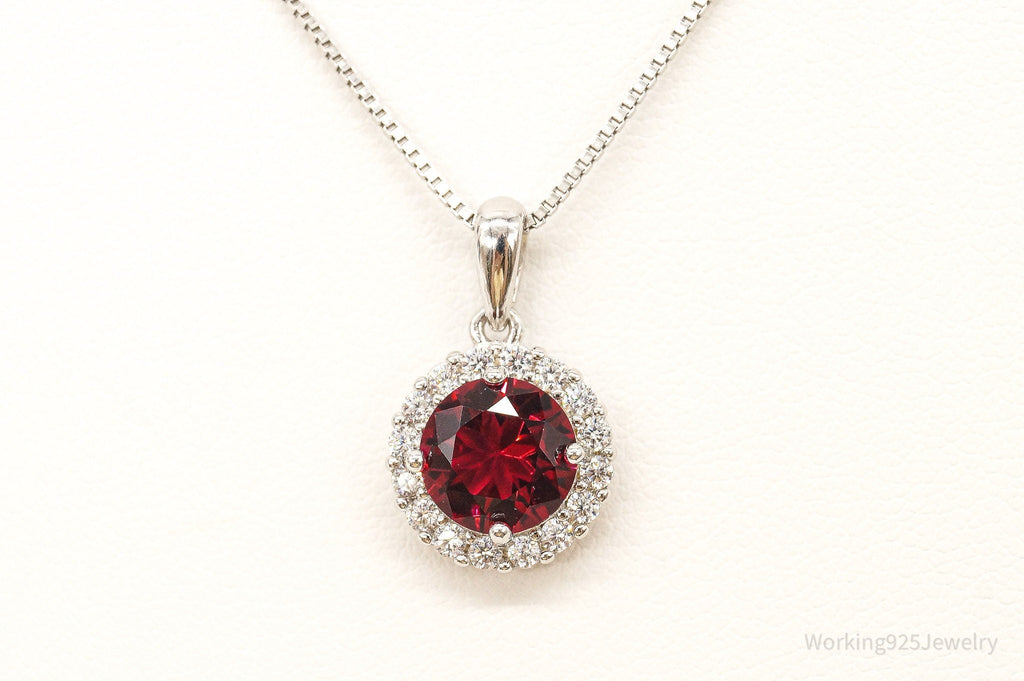 Red & White Cubic Zirconia Sterling Silver Necklace | Jewelry > Necklaces > Pendants | Wiccan Center