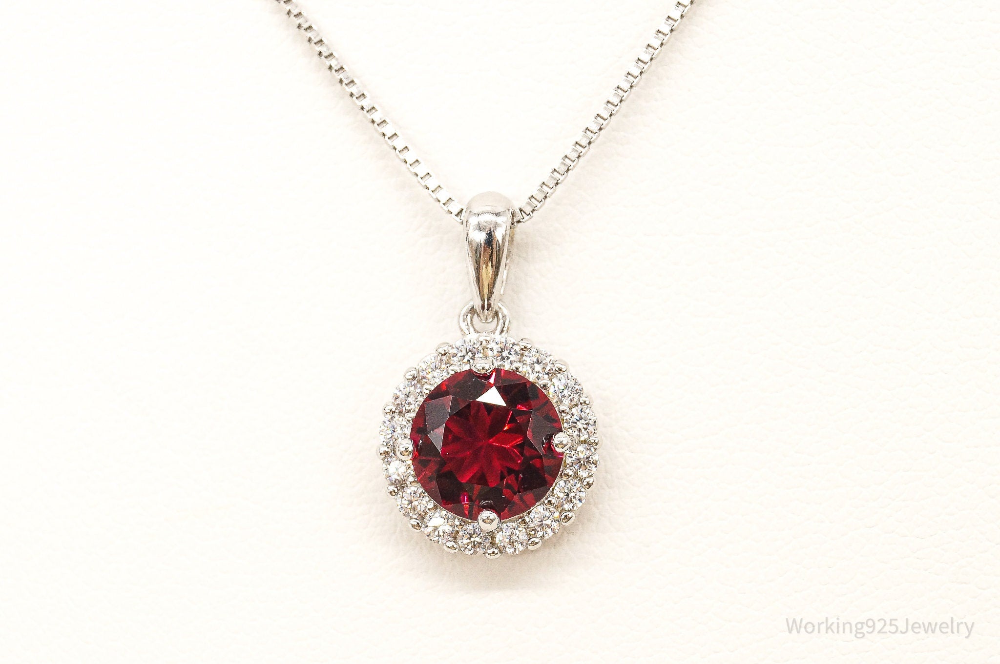 Red & White Cubic Zirconia Sterling Silver Necklace | Jewelry > Necklaces > Pendants | Wiccan Center