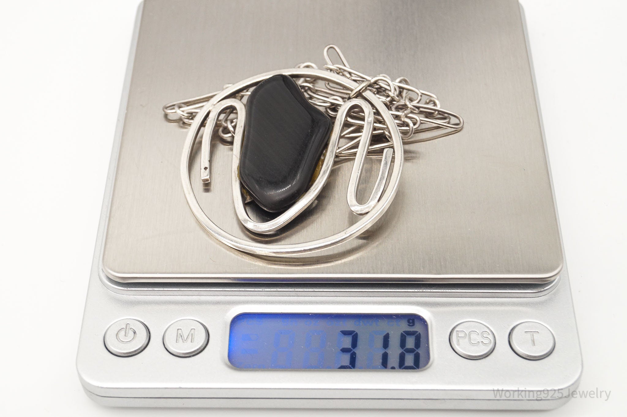 Vintage Black Onyx Modernist Silver Chain Necklace | Jewelry > Necklaces > Pendants | Wiccan Center