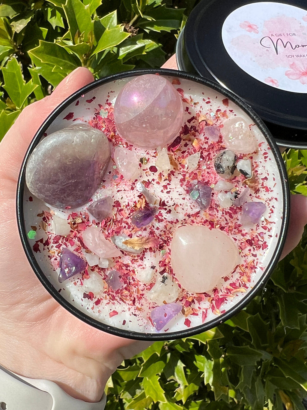 Happy Mother's Day Crystal Candle | Celebrate Wife Sister New Mom Birthday Motherhood Gift For Her | Witchy Woman Altar Spell Magic Scented | | Wiccan Center