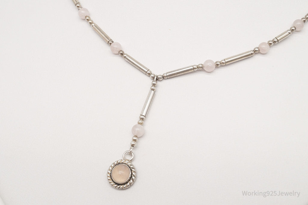 Vintage Western QT Inc Rose Quartz Sterling Silver Beaded Necklace 16" | Jewelry > Necklaces | Wiccan Center