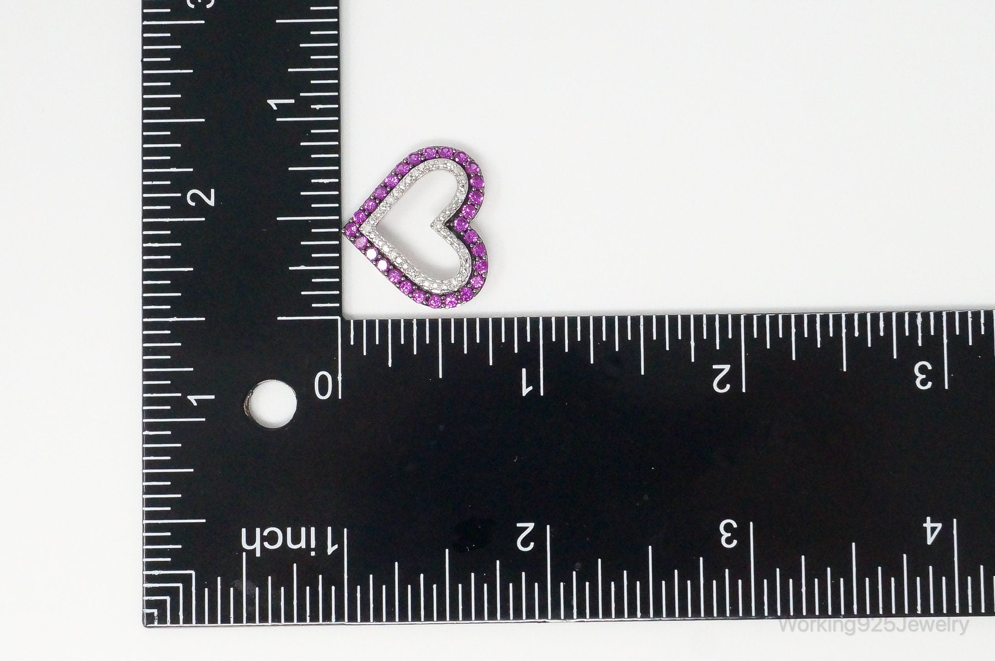 Vintage Open Heart Pink White Cubic Zirconia Sterling Silver Pendant | Jewelry > Necklaces > Pendants | Wiccan Center