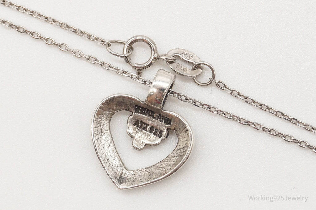 Vintage Designer ATI Art Deco Open Heart Sterling Silver Necklace | Jewelry > Necklaces > Pendants | Wiccan Center