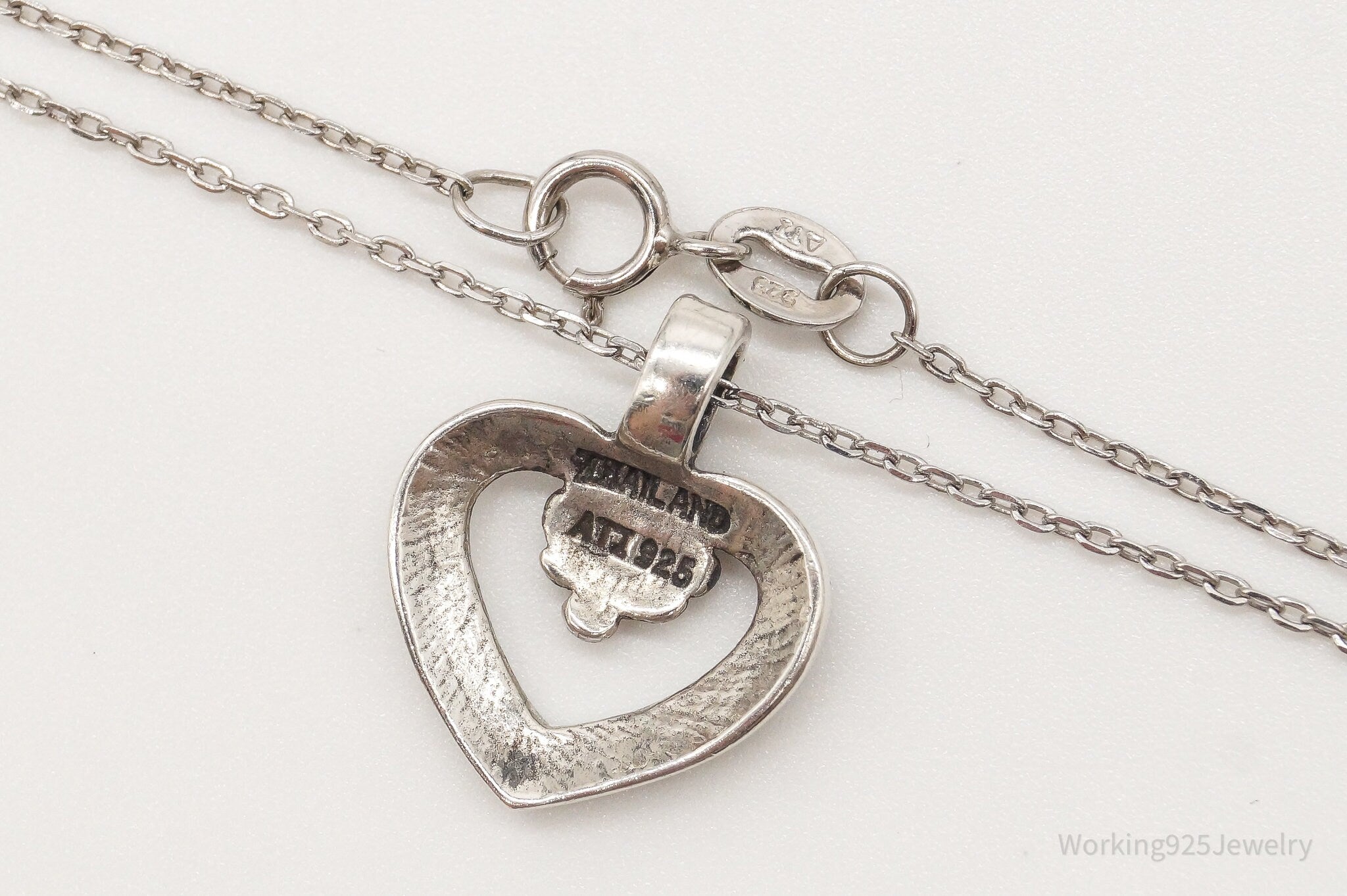 Vintage Designer ATI Art Deco Open Heart Sterling Silver Necklace | Jewelry > Necklaces > Pendants | Wiccan Center