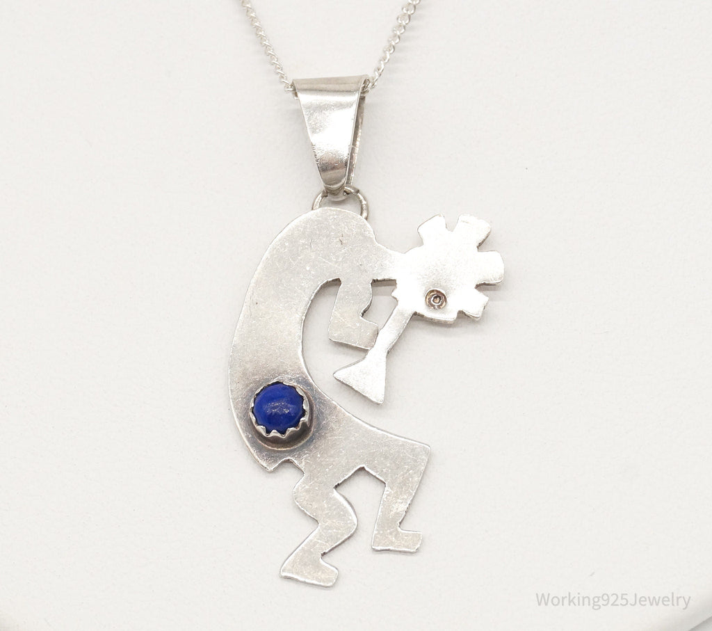 Vintage Native America Lapis Lazuli Dancing Kokopelli Sterling Silver Necklace | Jewelry > Necklaces > Pendants | Wiccan Center