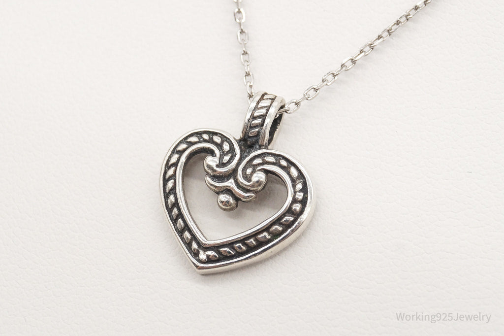 Vintage Designer ATI Art Deco Open Heart Sterling Silver Necklace | Jewelry > Necklaces > Pendants | Wiccan Center