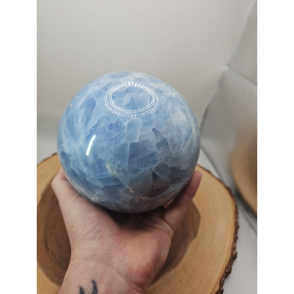 9.17LB Natural Blue crystalThe bal Quartz carved crystal decoration healing | Crystal Spheres & Eggs | Wiccan Center