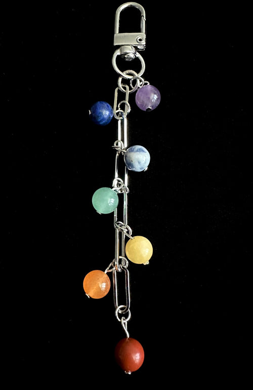 7 Chakra Crystal Gemstone Bag Charm Keychain | bag charm | Wiccan Center