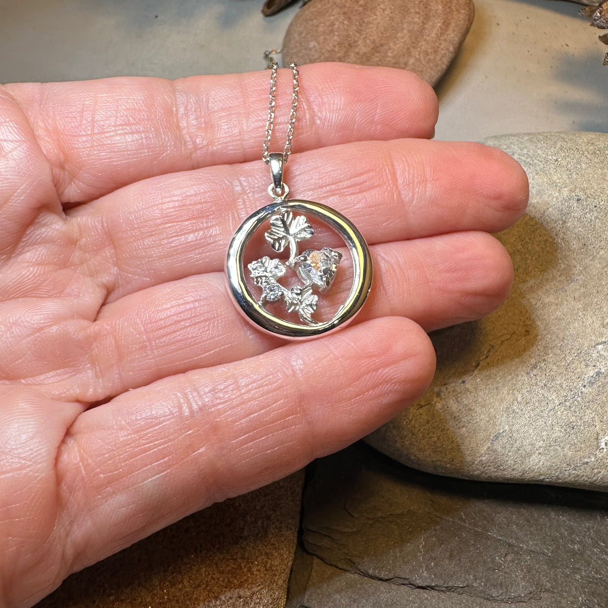 Irish Shamrock Garden Necklace in Sterling Silver | Pendant | Wiccan Center