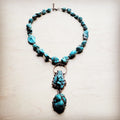 Blue Turquoise Necklace w/ Soldered Turquoise Pendant 259j