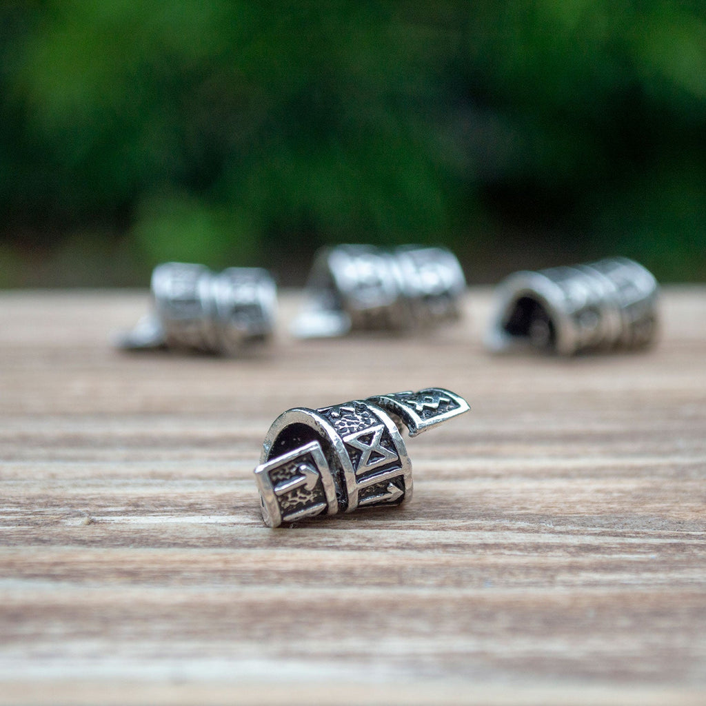 Rune Beard Rings – Elder Futhark Viking Beard Beads (8-Pack)