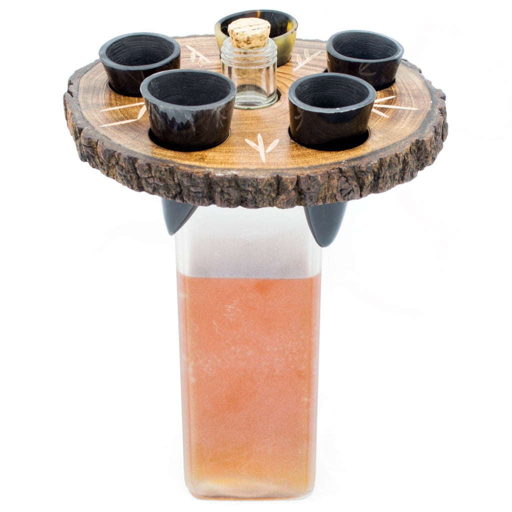 Viking Shot Glass Set – Ox Horn Shots with Rune Tray