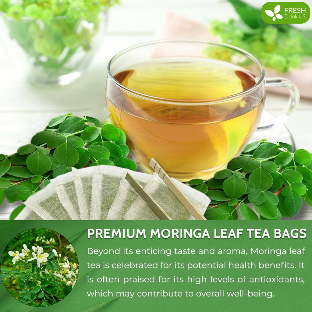 Moringa Leaf Tea Bags, 100% Natural & Pure from Moringa Leaves. Loose Leaf Moringa Herbal Tea. Moringa Leaf Tea. No Sugar, No Caffeine, No Gluten, Vegan | Tea | Wiccan Center