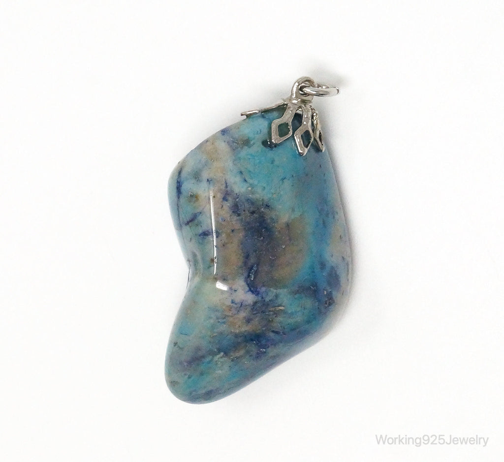 Vintage Large Blue Agate Necklace Pendant | Jewelry > Necklaces > Pendants | Wiccan Center