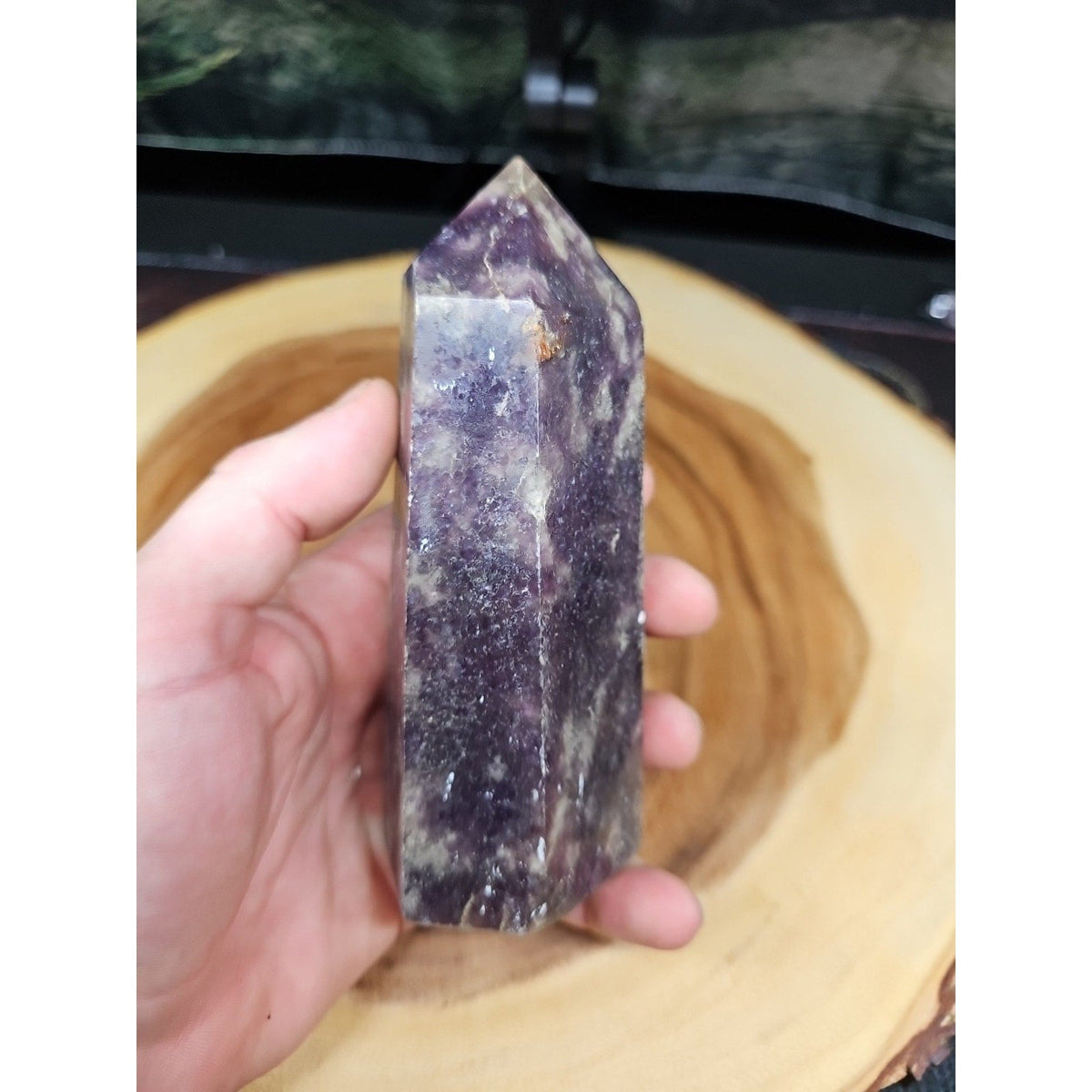1ea Natural Purple Mica Lepidolite Crystal Point Tower Africa 539g
