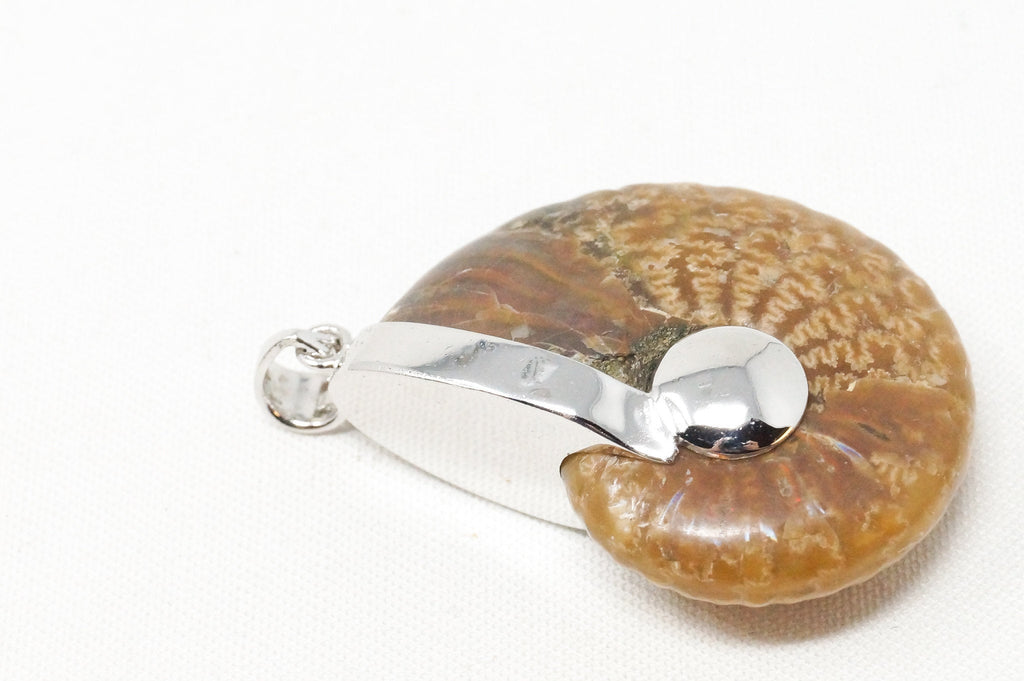 Vintage Nautilus Fossil Shell Sterling Silver Chunky Necklace Pendant | Jewelry > Necklaces > Pendants | Wiccan Center